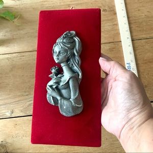 Unique Velvet & metal Vintage sculpted girl wall hanging purchased in Fr…